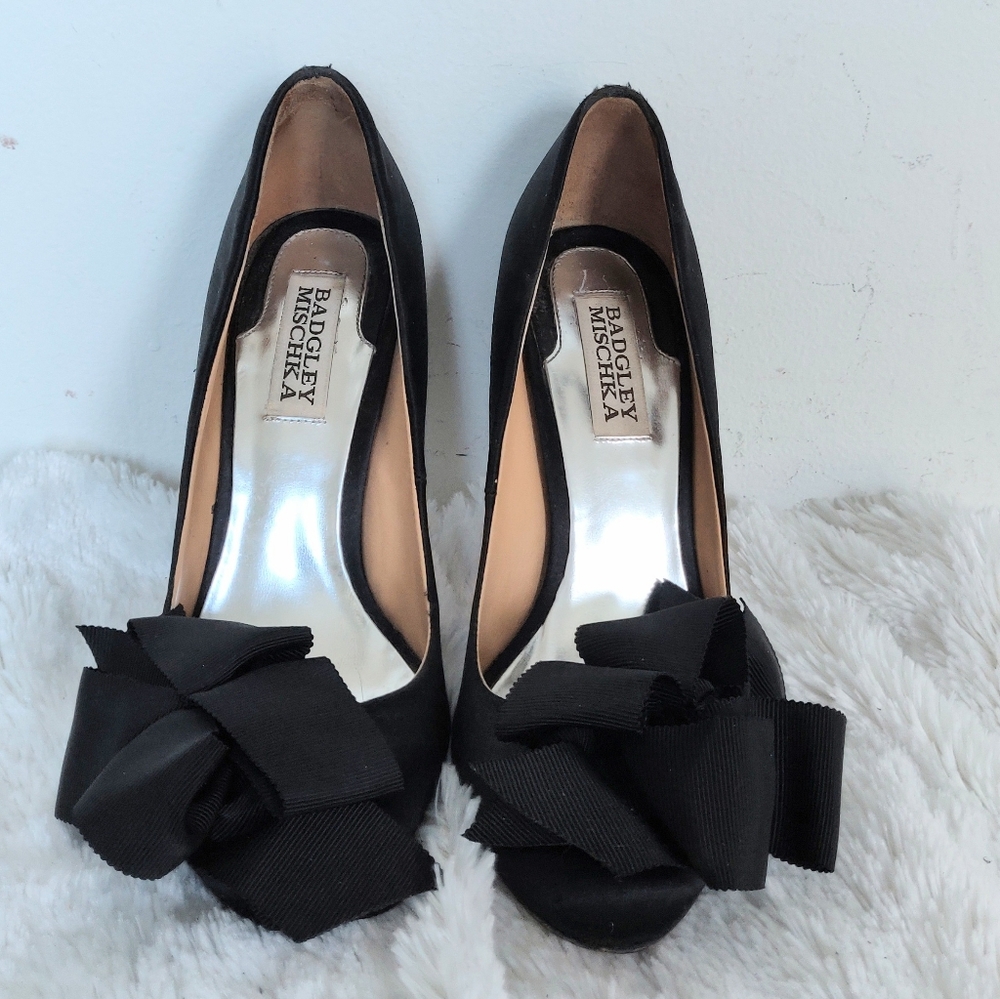 Black Badgley Mischka Red Carpet Ribbon Shoes 6.5 - Picture 7 of 7